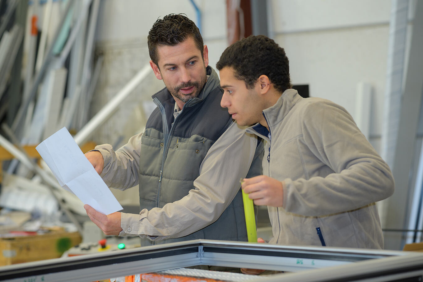 Businessman,And,Worker,Checking,Inventory,In,A,Large,Warehouse