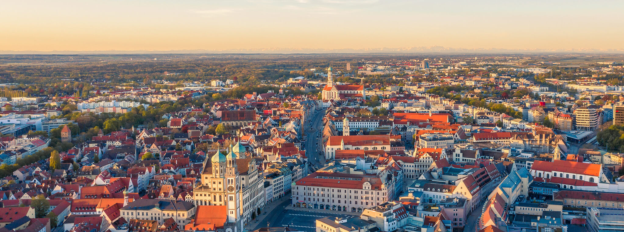 Top,View,Of,The,Entire,City,Of,Augsburg.,Aerial,View